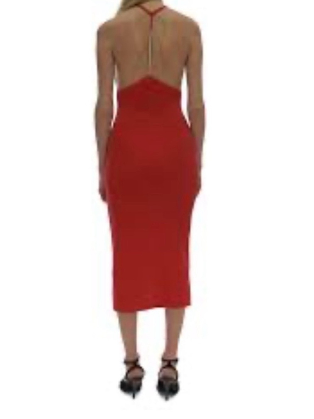 Helmut Lang Red Halter-Back Midi Dress